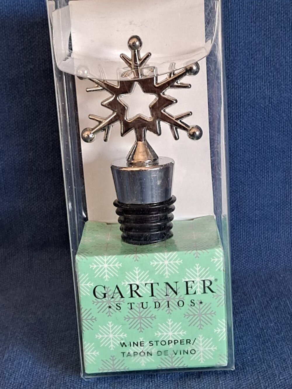Gartner Studios Silver SNOWFLAKE WINE STOPPER Bottle Christmas Cork Cap